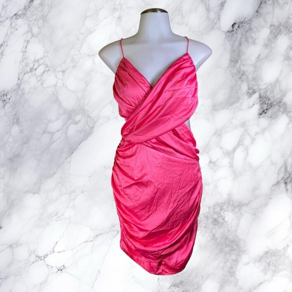 More To Come Denise Wrap Dress In Hot Pink — image 3 of 8